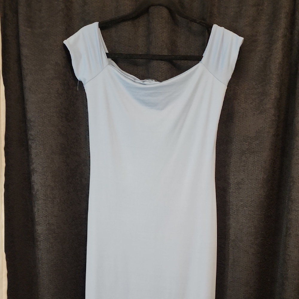 Elegant Light Blue Off-Shoulder Dress